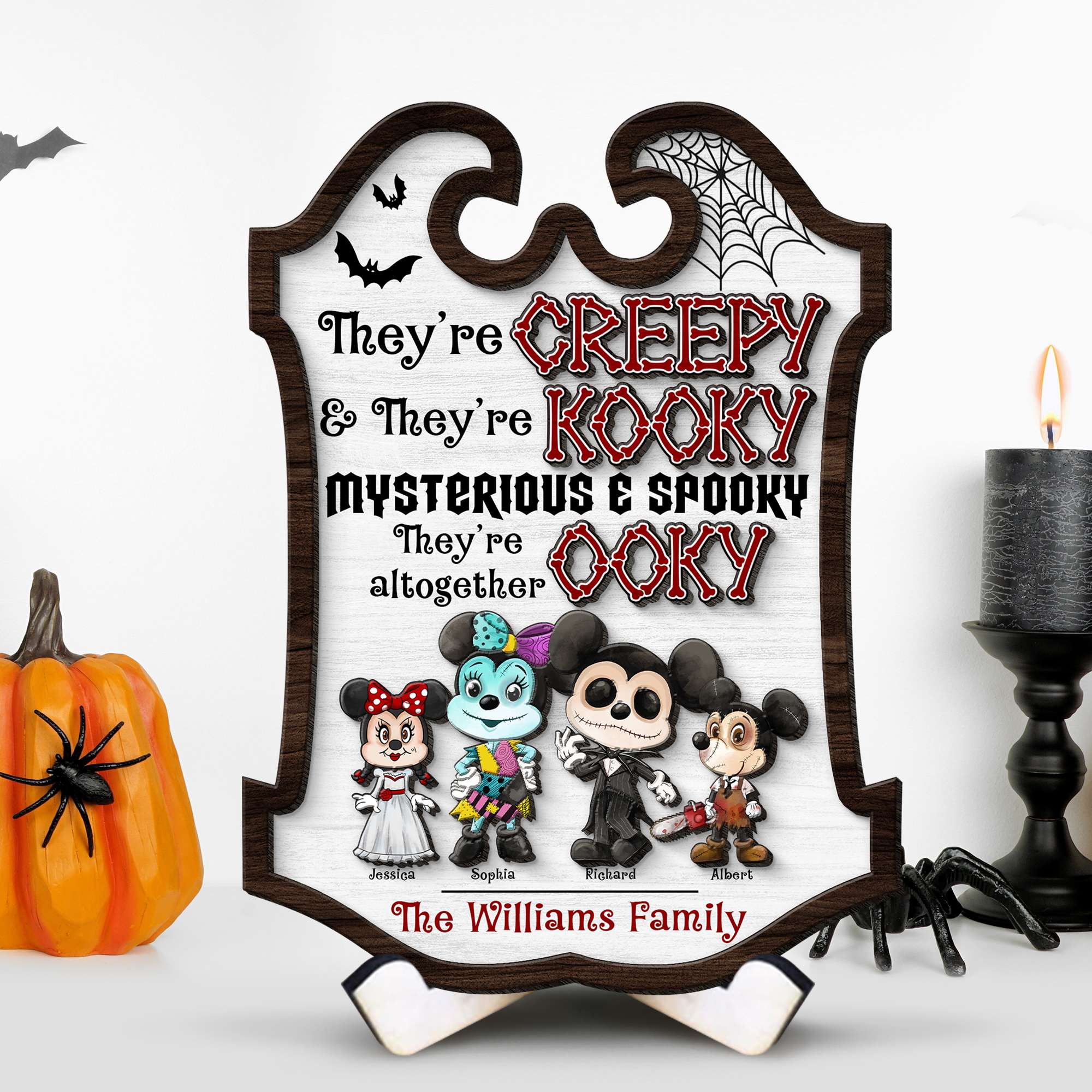 Custom Family Halloween Wood Sign - Creepy & Kooky Wood Sign PopCulturePrints