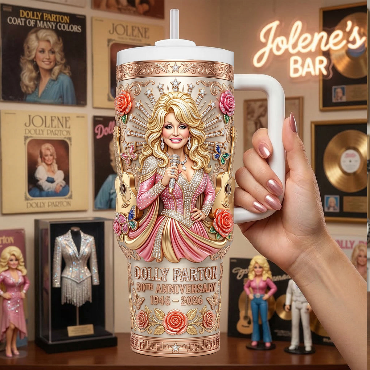 Celebrate 80 Years of Country Queen - Personalized Vintage Music Legend Tumbler Tumbler Cup PopCulturePrints
