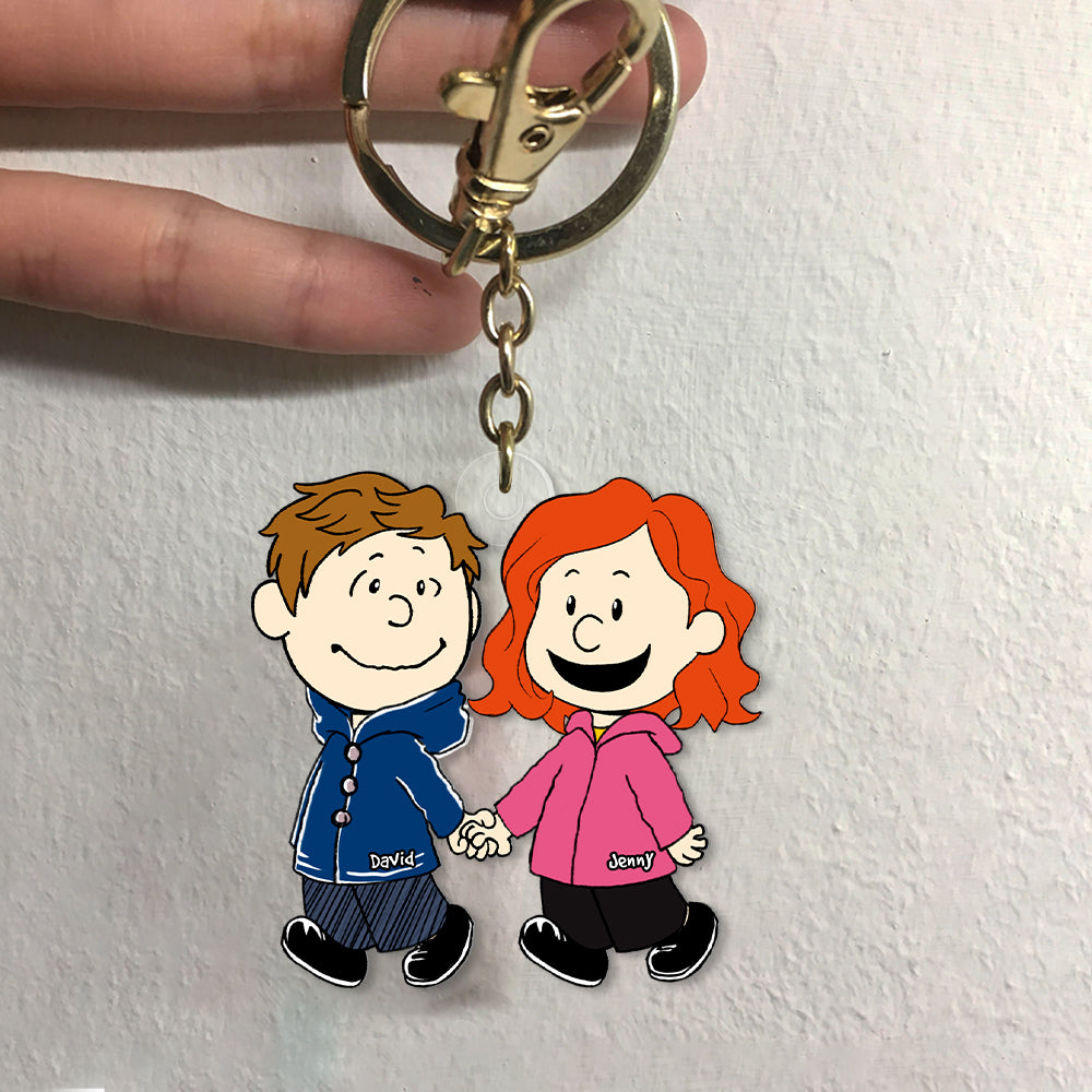 Custom Cartoon Couple Keychain | Personalized Valentine's Day Gifts Keychains PopCulturePrints