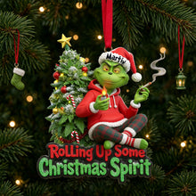 Load image into Gallery viewer, Rolling Up Some Christmas Spirit - Holiday Chill Mode Christmas Ornament - Personalized Gift for Friends, Family, and Loved Ones Ornament PopCulturePrints
