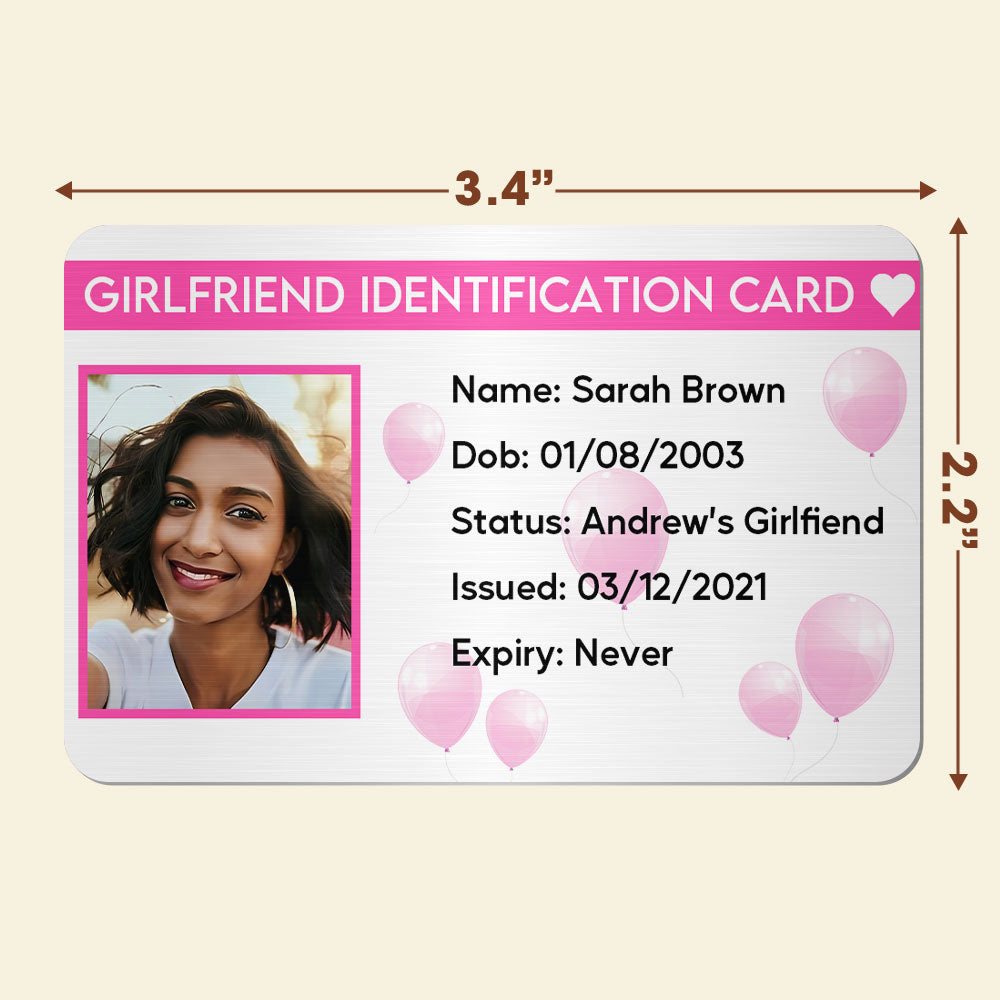 Personalized Boyfriend Identification Card Gift Wallet Card PopCulturePrints