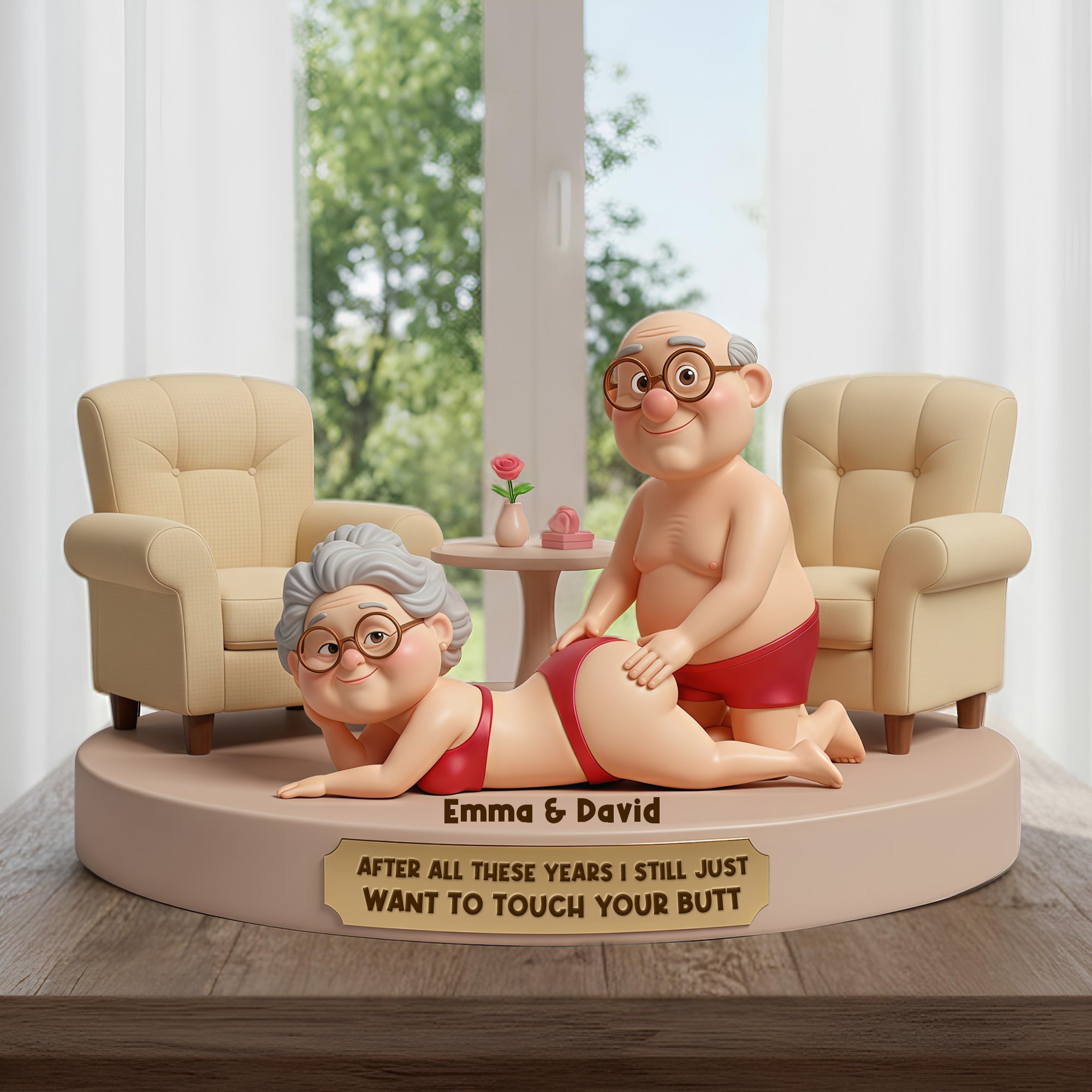 Funny Old Couple Acrylic Plaque - A Personalized Gift to Bring Laughter to Your Loved One Shaped Plaques PopCulturePrints