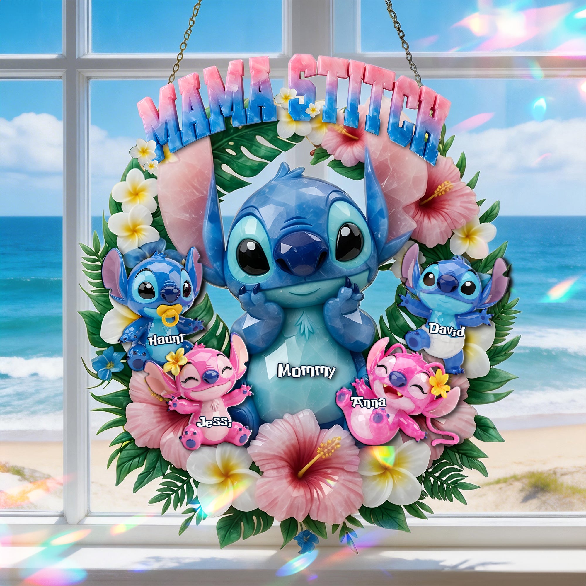 "Mama's Little Chaos Crew" - Personalized Suncatcher for Mom - Unique Gift for Mother's Day, Grandma & More Ornament PopCulturePrints