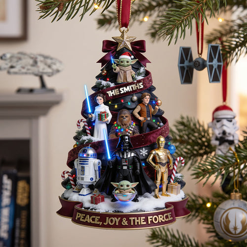 Celebrate the Force: Personalized Cosmic Christmas Acrylic Ornament - A Unique Gift for Family and Friends Ornament PopCulturePrints
