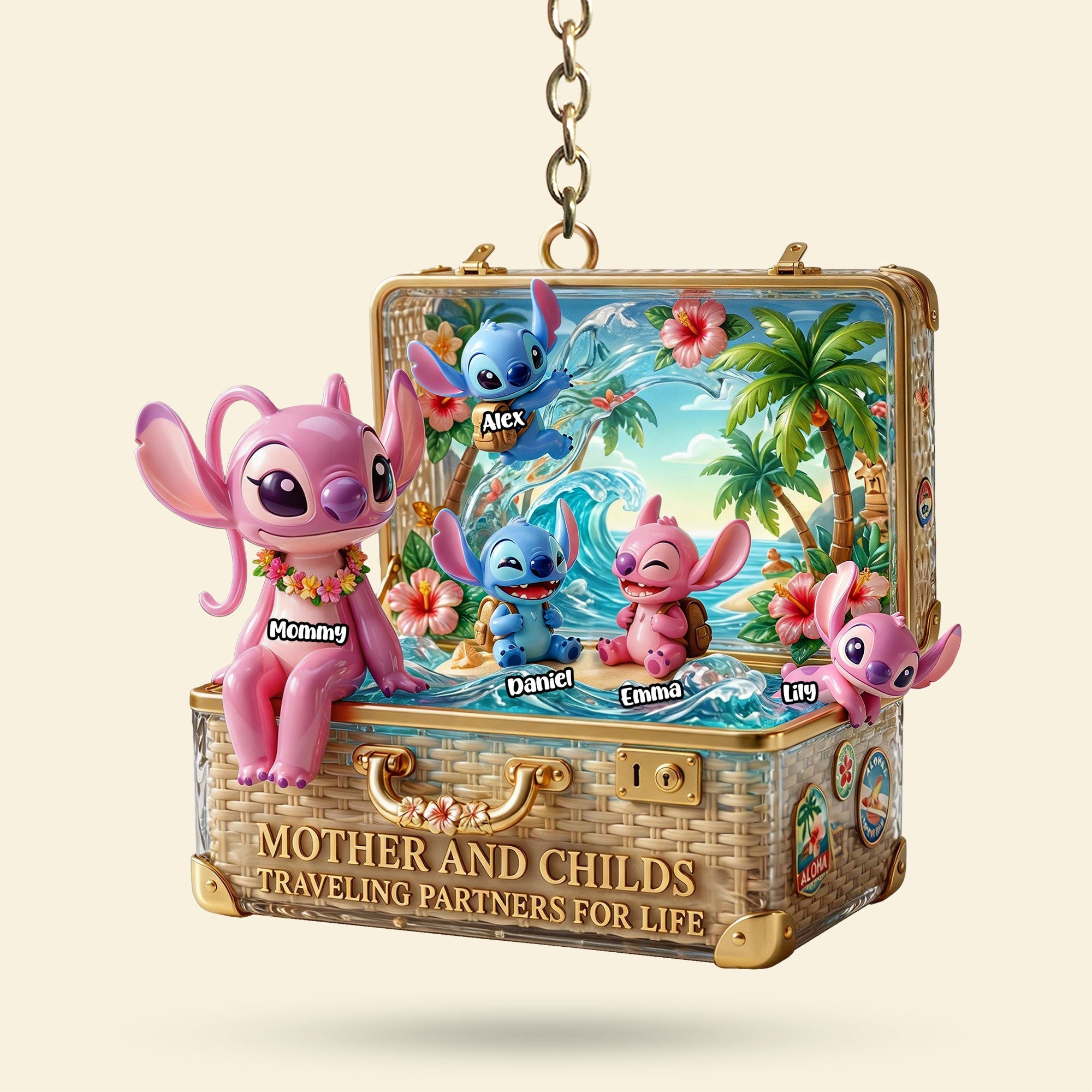 “Traveling Partners for Life” - Cute Traveling Mom Keychain - Personalized Gift for Moms, Grandma, and Kids Keychains PopCulturePrints