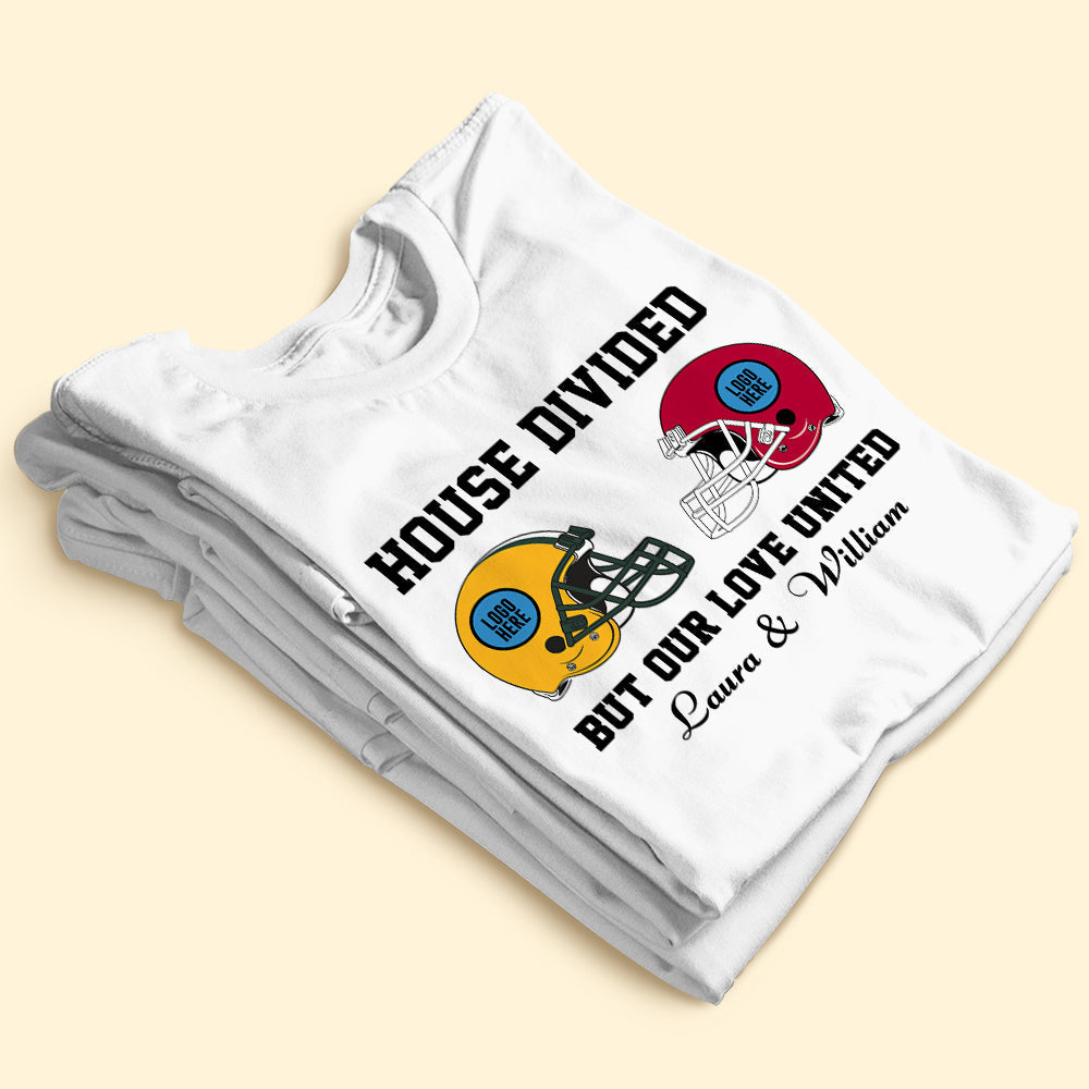 Customizable Couple Shirt for American Football Fans - House Divided Design