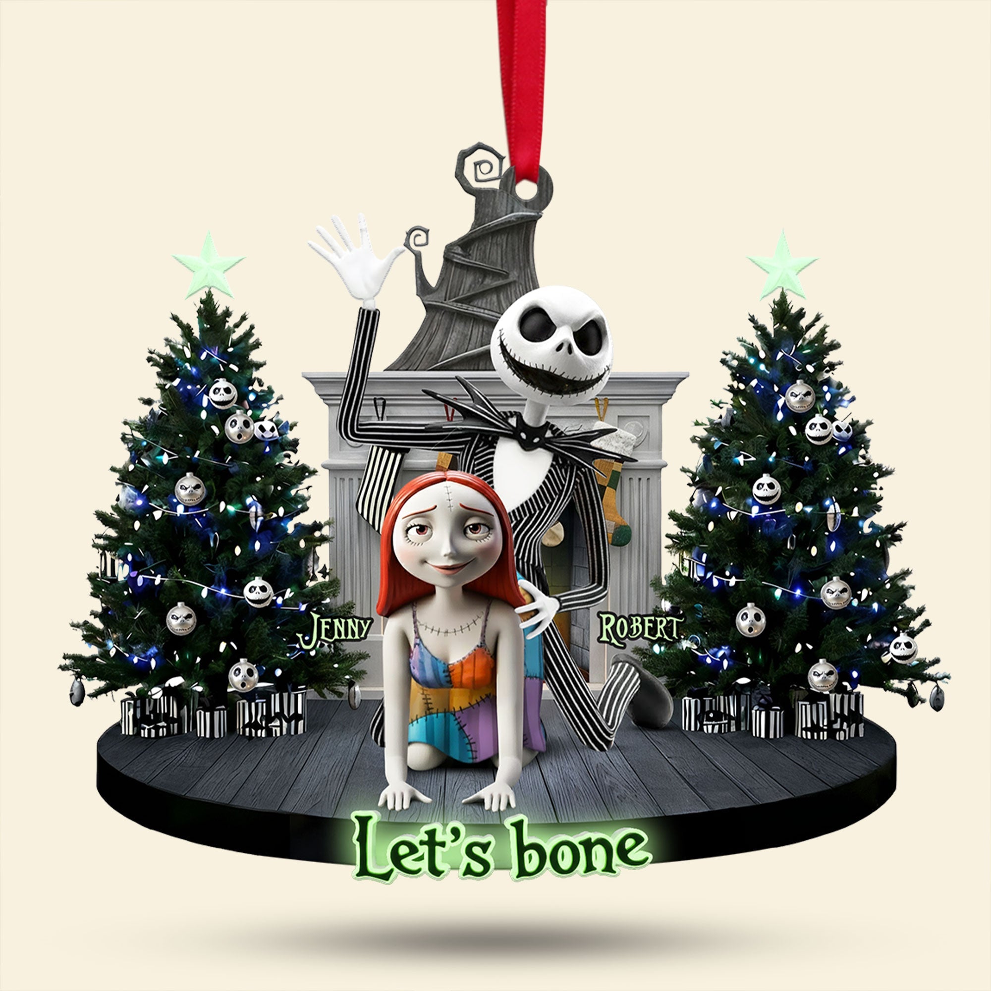 Let's Bone! Mischievous Spooky Couple Christmas Ornament - Personalized Gift for Couples Ornament PopCulturePrints