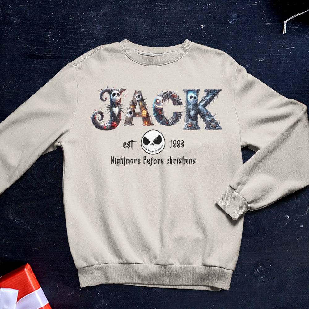 Personalized Movie Fan Christmas Sweatshirt - Nightmare Before Christmas Theme