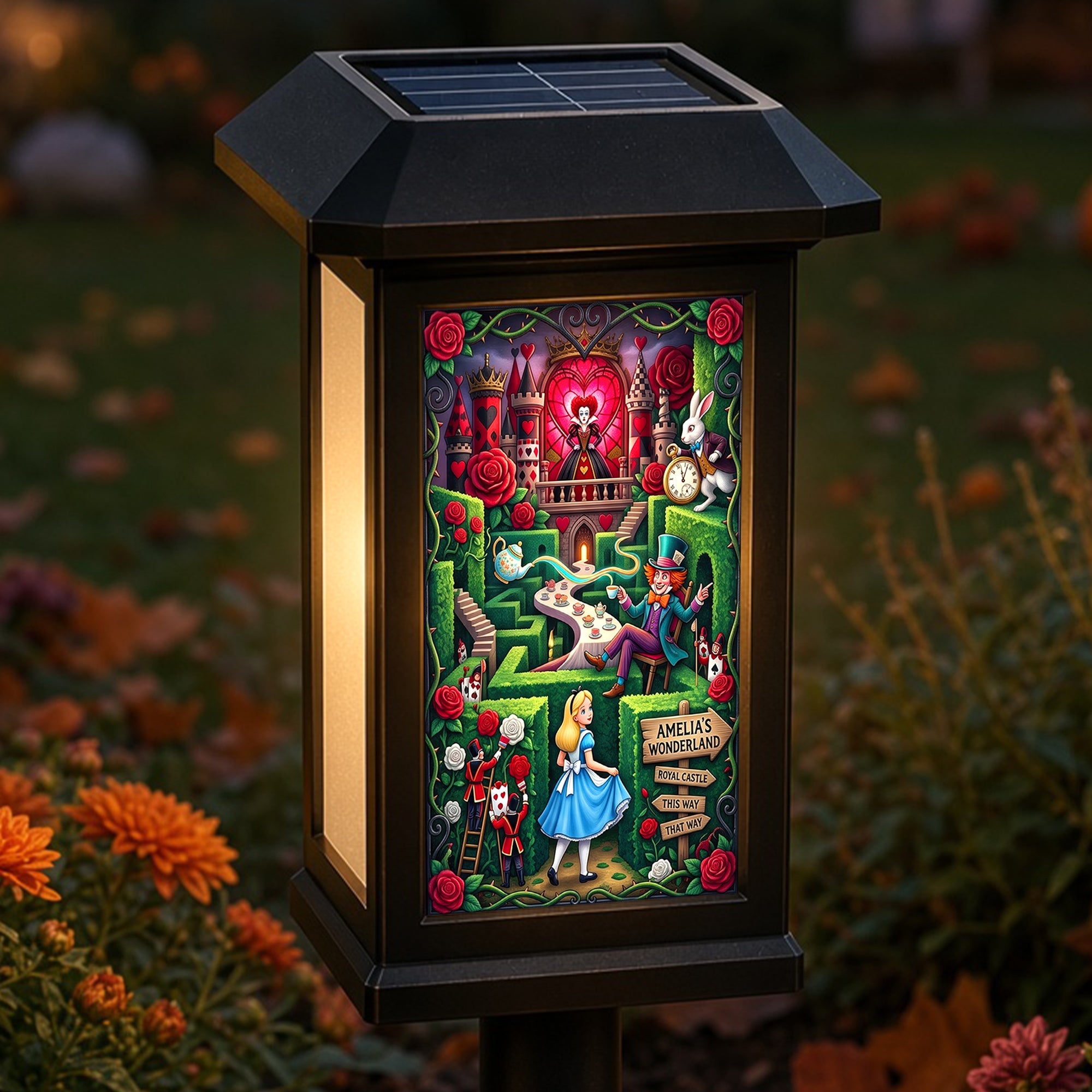 “Step into a Whimsical Wonderland” - Midnight Tea Party Solar Power Garden Lamp - Personalized Halloween Gifts