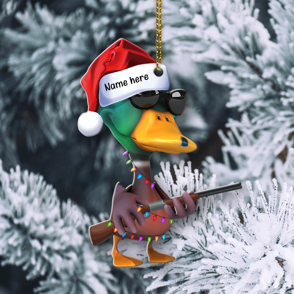 Customizable Hunting Lover's Christmas Ornament - Cool Duck with Shotgun