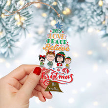 Load image into Gallery viewer, Custom Family Christmas Ornament - Joy, Love, Peace, Believe
