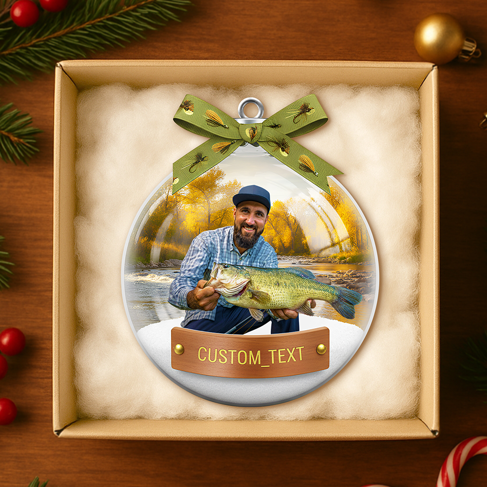 “Fishing partners for life” - Custom Photo Fishing Ornament for Outdoor Enthusiasts Ornament PopCulturePrints