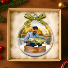 Load image into Gallery viewer, “Fishing partners for life” - Custom Photo Fishing Ornament for Outdoor Enthusiasts Ornament PopCulturePrints

