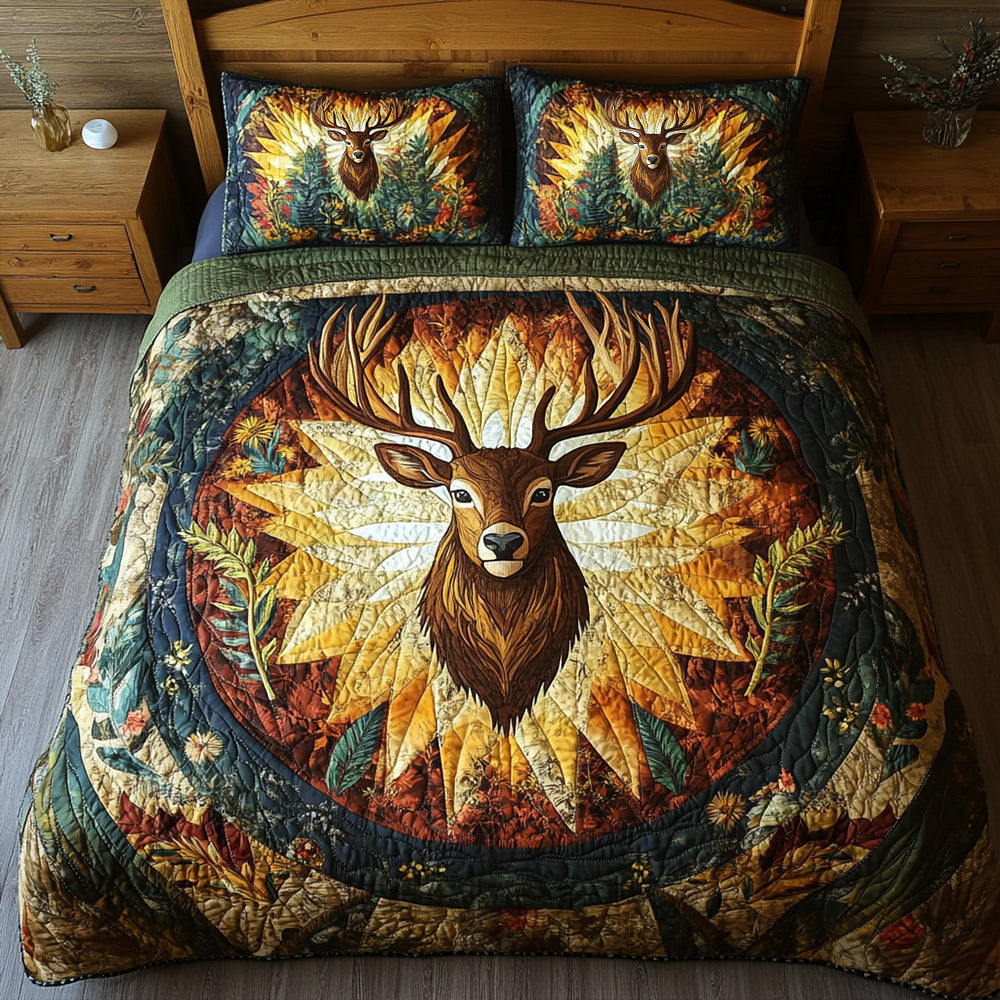 Deer Lovers Quilt Bedding Set - Nature-Inspired Home Decor Blanket PopCulturePrints