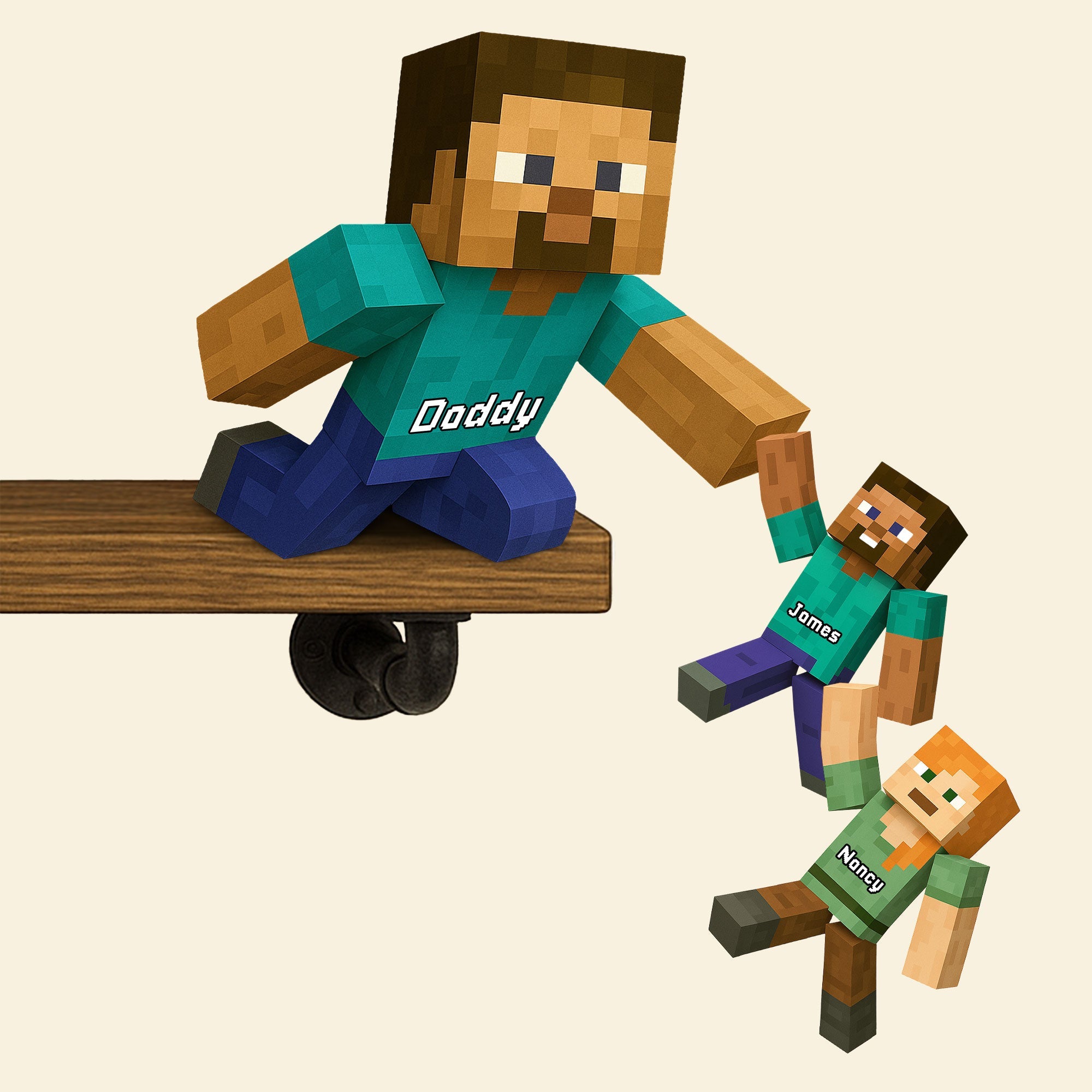 "Dads Are Heroes!" - Pixel Dad Plaque - Personalized Gift for Dad, Grandpa, Father Figures Shaped Plaques PopCulturePrints