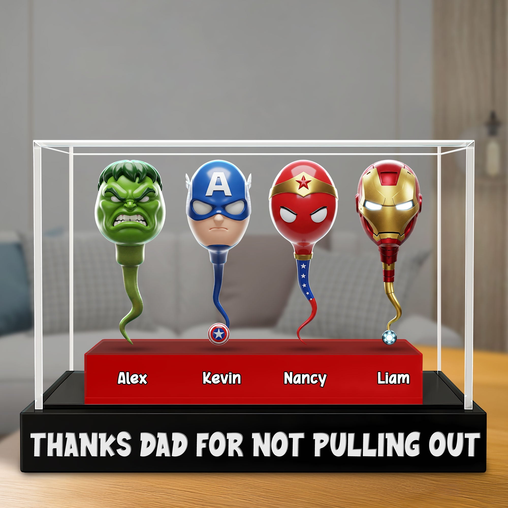Thanks Dad for Not Pulling Out! - Super Sperm Dad Plaque - Personalized Gift for Dad, Grandpa & More Shaped Plaques PopCulturePrints