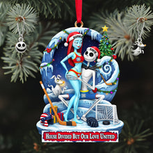 Load image into Gallery viewer, “House Divided But Our Love United” - Personalized Couple&#39;s Ornament - Unique Gift for Couples, Friends, and Loved Ones Ornament PopCulturePrints
