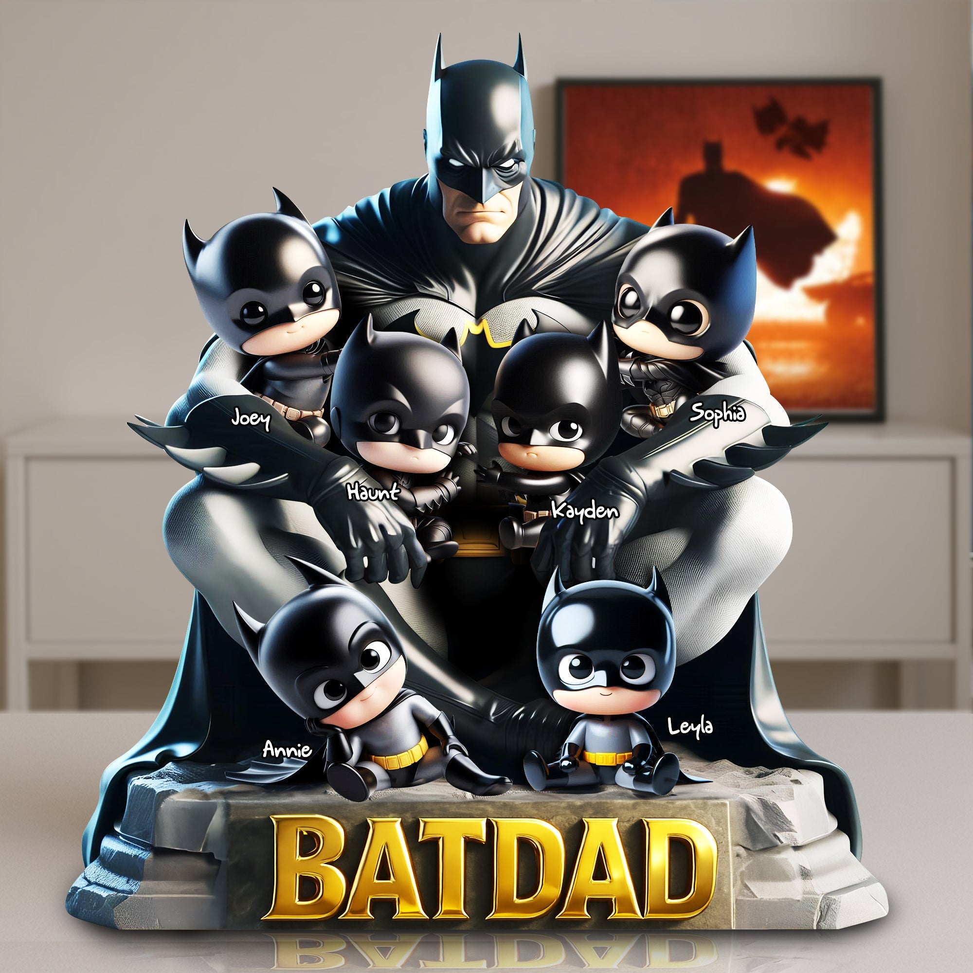 “A Hero’s Love: Celebrate Dad Like a Superhero” - Shadow Hero Dad Acrylic Plaque - Personalized Gift for Dad, Grandpa, and More Shaped Plaques PopCulturePrints