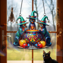 Load image into Gallery viewer, &quot;Embrace the Magic of Halloween&quot; - Witch Cat Suncatcher Ornament - Personalized Gift for Cat Lovers, Kids, and Halloween Enthusiasts Ornament PopCulturePrints

