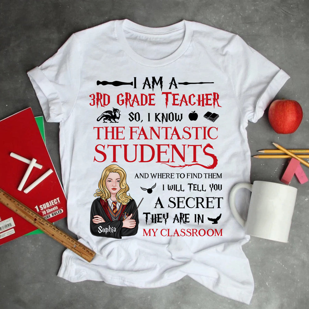 Personalized 3rd Grade Teacher T-Shirt - Fantastic Students Theme