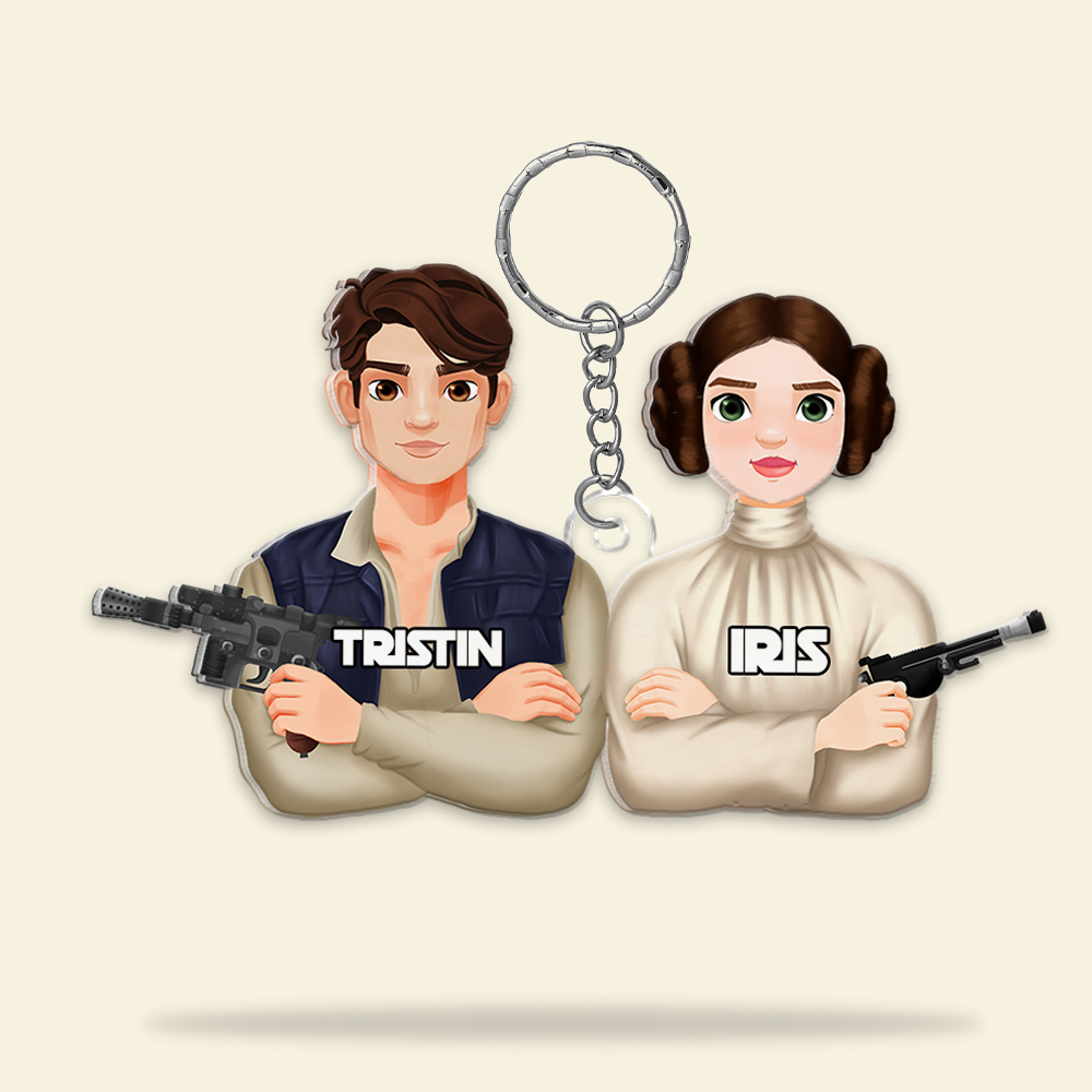 Personalized Jedi Couple Keychain