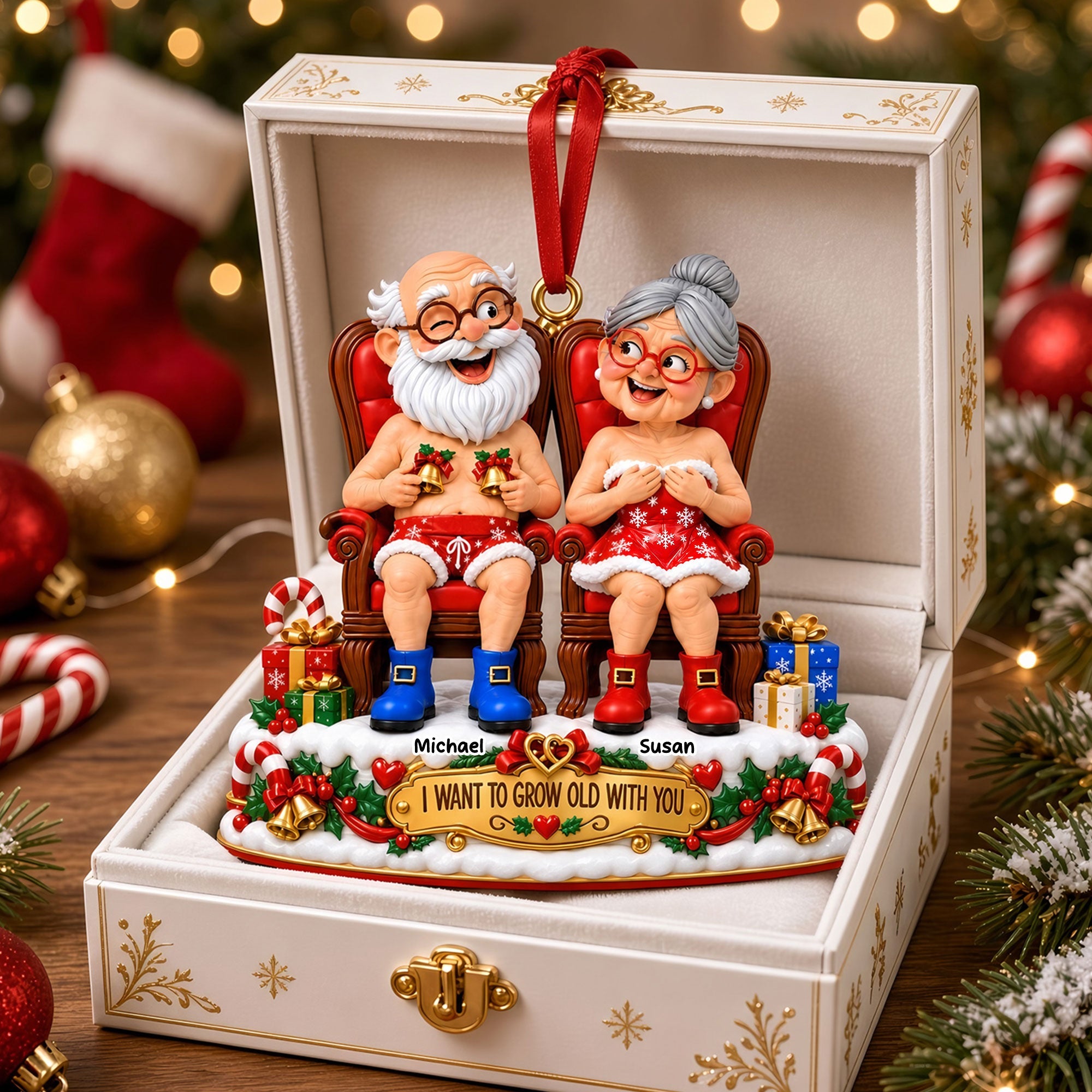Naughty Old Couples Acrylic Ornament - Personalized Christmas Gifts For Couples 04ohti081026 Ornament PopCulturePrints