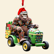 Load image into Gallery viewer, Personalized Bigfoot Lawn Tractor Christmas Ornament Ornament PopCulturePrints
