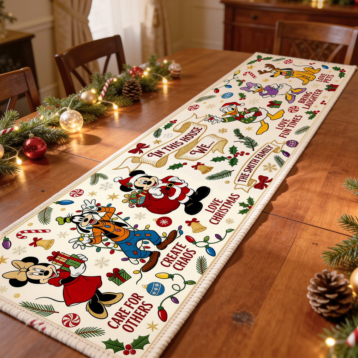 “Bring Festive Cheer Home” - Festive Christmas Quilted Table Runner - Personalized Gift for Family
