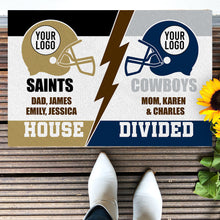 Load image into Gallery viewer, Personalized House Divided Football Fan Doormat - Custom Team Logo Gift Doormat PopCulturePrints
