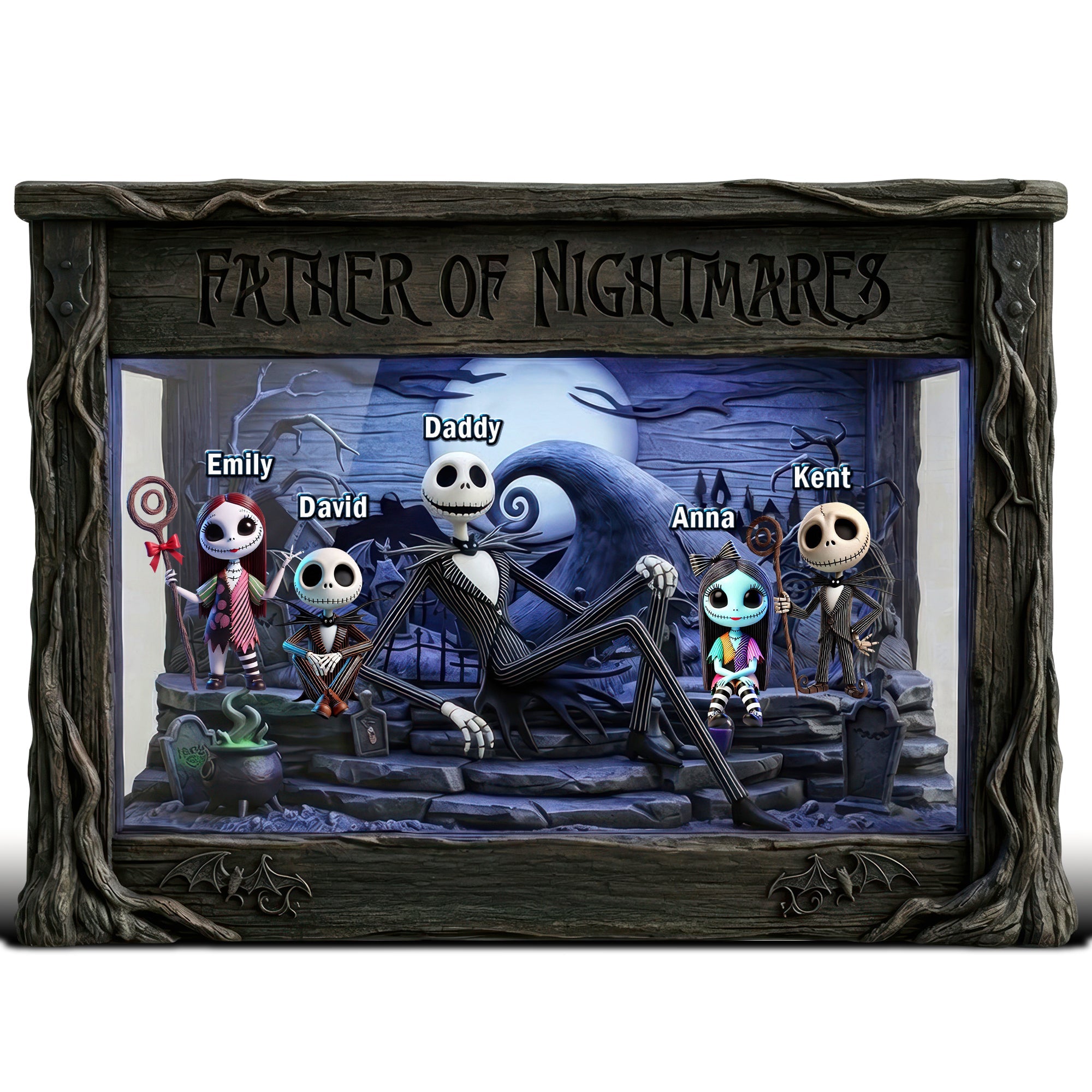 "Embrace the Night with Family" - Spooky Dad and Kids Acrylic Plaque - Personalized Gift for Dads, Grandpas, and Family Shaped Plaques PopCulturePrints