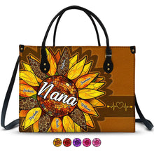 Load image into Gallery viewer, “Nana&#39;s Love Blooms Bright” - Personalized Leather Bag for Mom, Grandma, and Loved Ones Leather Bag PopCulturePrints
