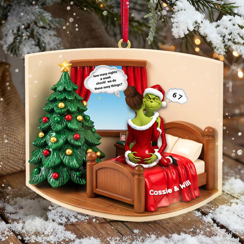 “How many nights a week should we do these sexy things?” - Personalized Christmas Acrylic Ornament for Couples Ornament PopCulturePrints