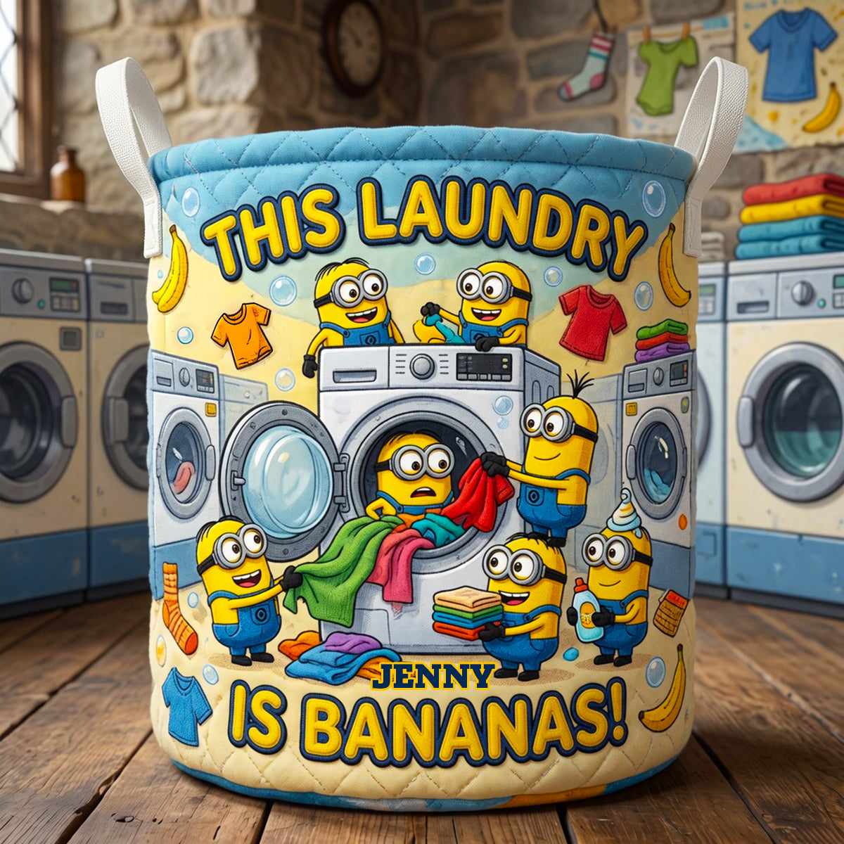 This Laundry is Bananas! - Funny Quilted Laundry Basket - Personalized Gift for Kids