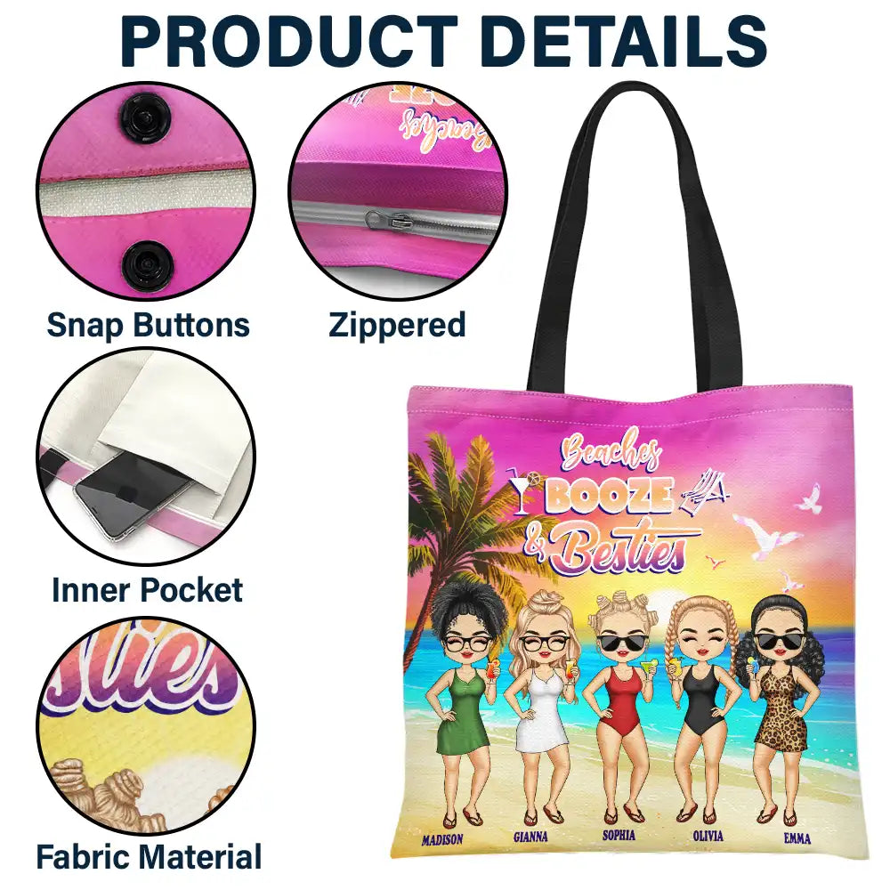 Beach Vibes & Friendship - Personalized Tote Bag Tote Bag PopCulturePrints