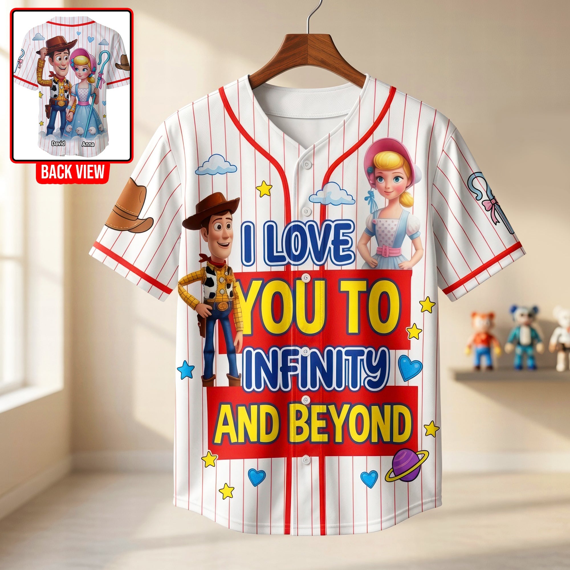 I Love You to Infinity and Beyond - Personalized Couple Baseball Jersey