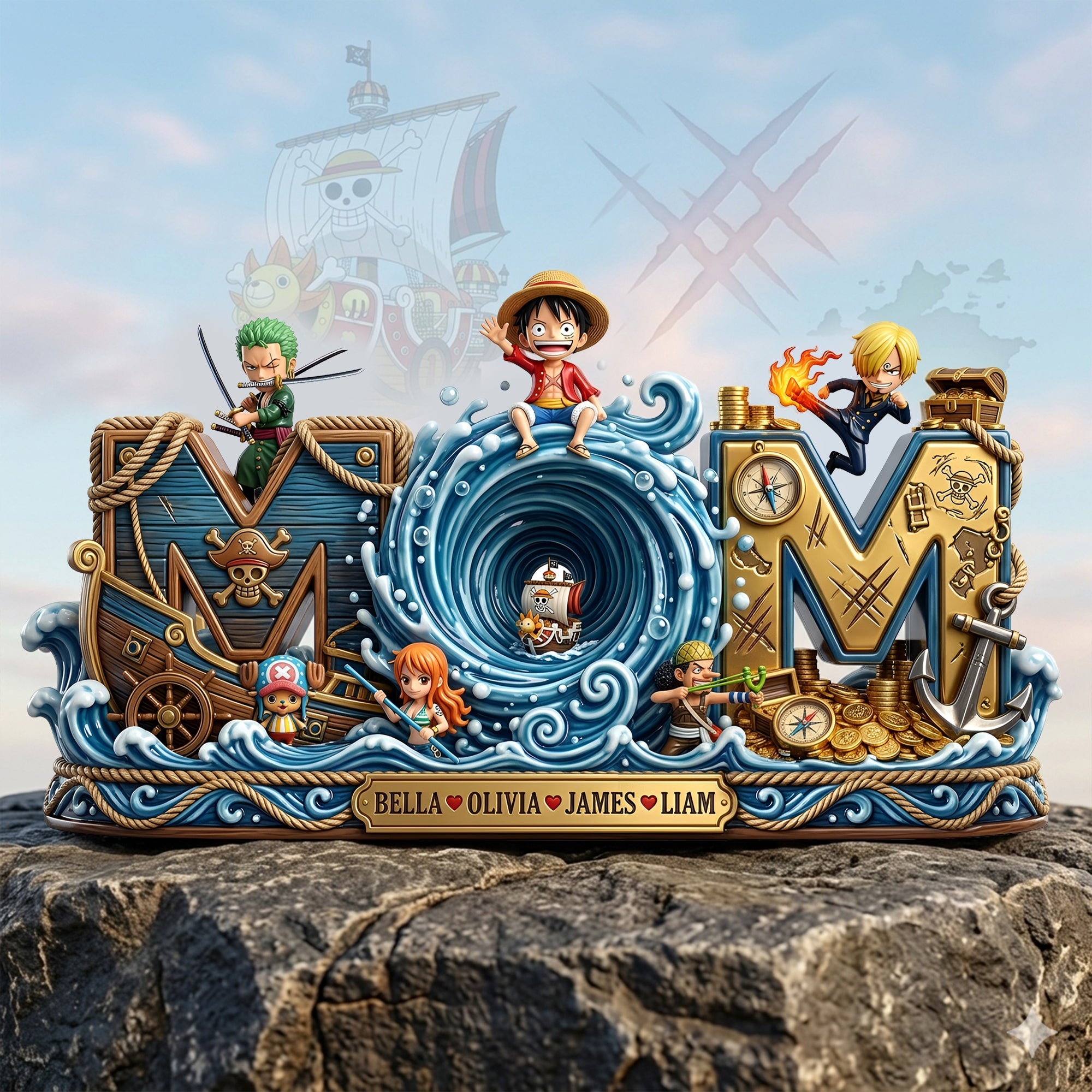 “Sailing Through Love” – Captain Mom Acrylic Plaque - Personalized Gift for Mom, Grandma, and More Shaped Plaques PopCulturePrints