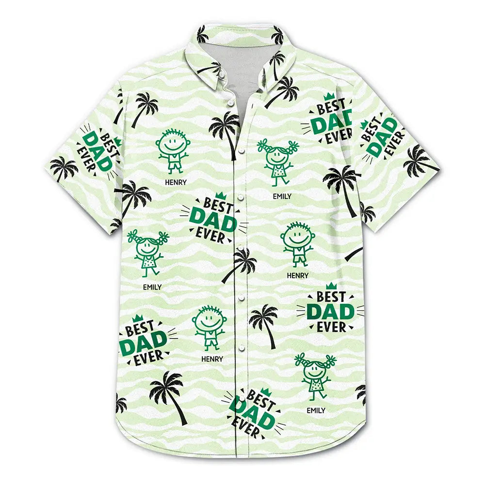 “Best Dad Ever” – Personalized Hawaiian Shirt - Perfect Gift for Dads and Grandpas Hawaiian Shirt PopCulturePrints