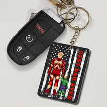 Load image into Gallery viewer, Best Dad Ever Personalized Superhero Keychain
