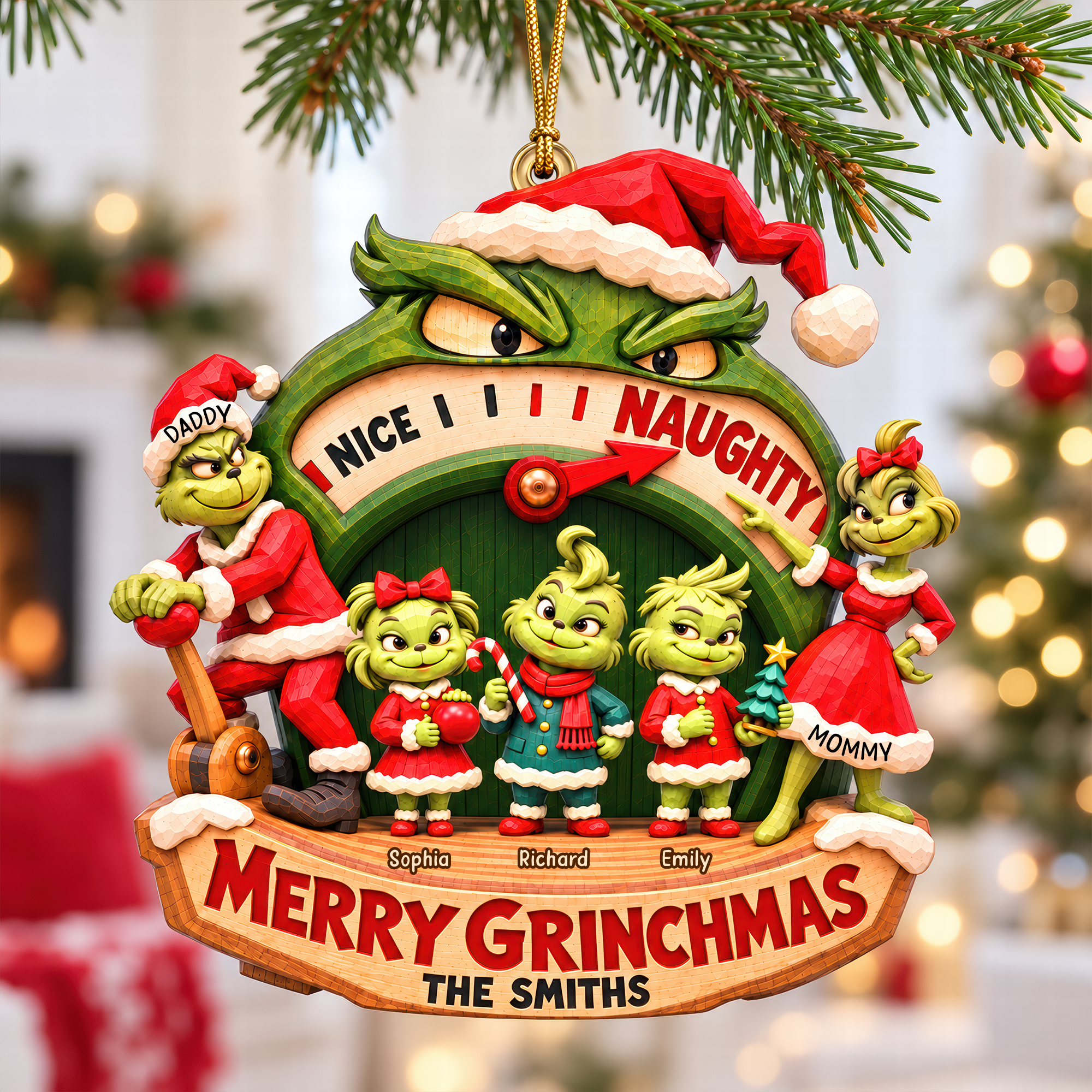Naughty Family Christmas Ornament - Personalized Gifts For Family 05HAQN081026 Ornament PopCulturePrints