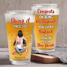 Load image into Gallery viewer, Personalized Couple Beer Glass - Custom Gift for Him and Her Beer Glasses PopCulturePrints
