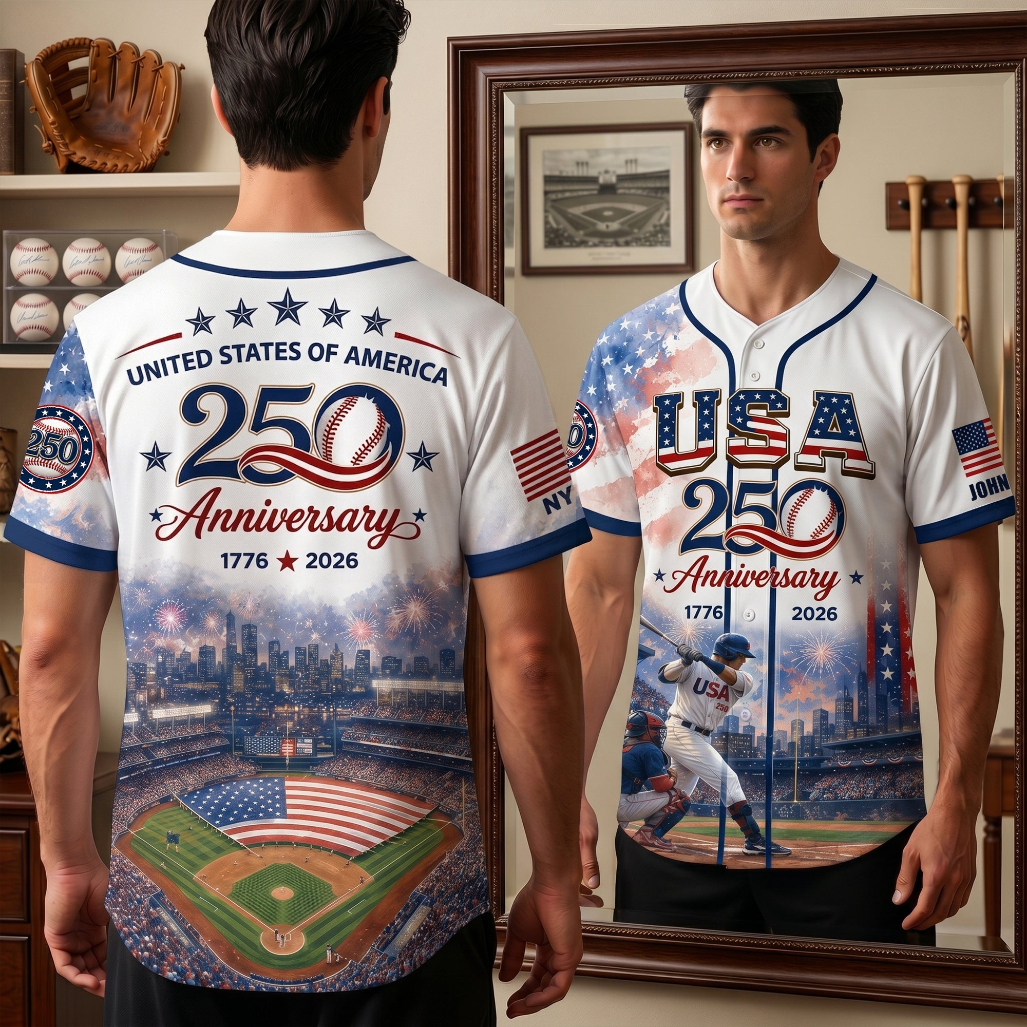Celebrate America's 250th - Personalized Baseball Jersey for Sports Lovers