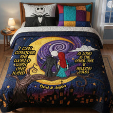 Load image into Gallery viewer, "I Can Conquer The World With One Hand" - Couple Quilt Bedding Set - Personalized Gifts for Couples Bedding Set PopCulturePrints
