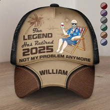 Load image into Gallery viewer, The Legend Has Retired 2025 - Personalized Casual Cap for Him Mesh-back Casual Cap PopCulturePrints
