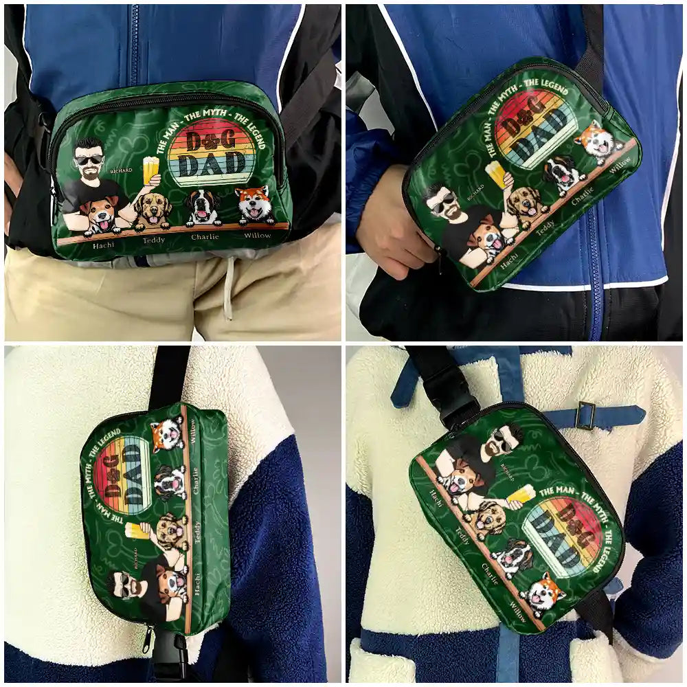 Dog Dad - The Man, The Myth, The Legend - Personalized Crossbody Belt Bag Crossbody Belt Bag PopCulturePrints