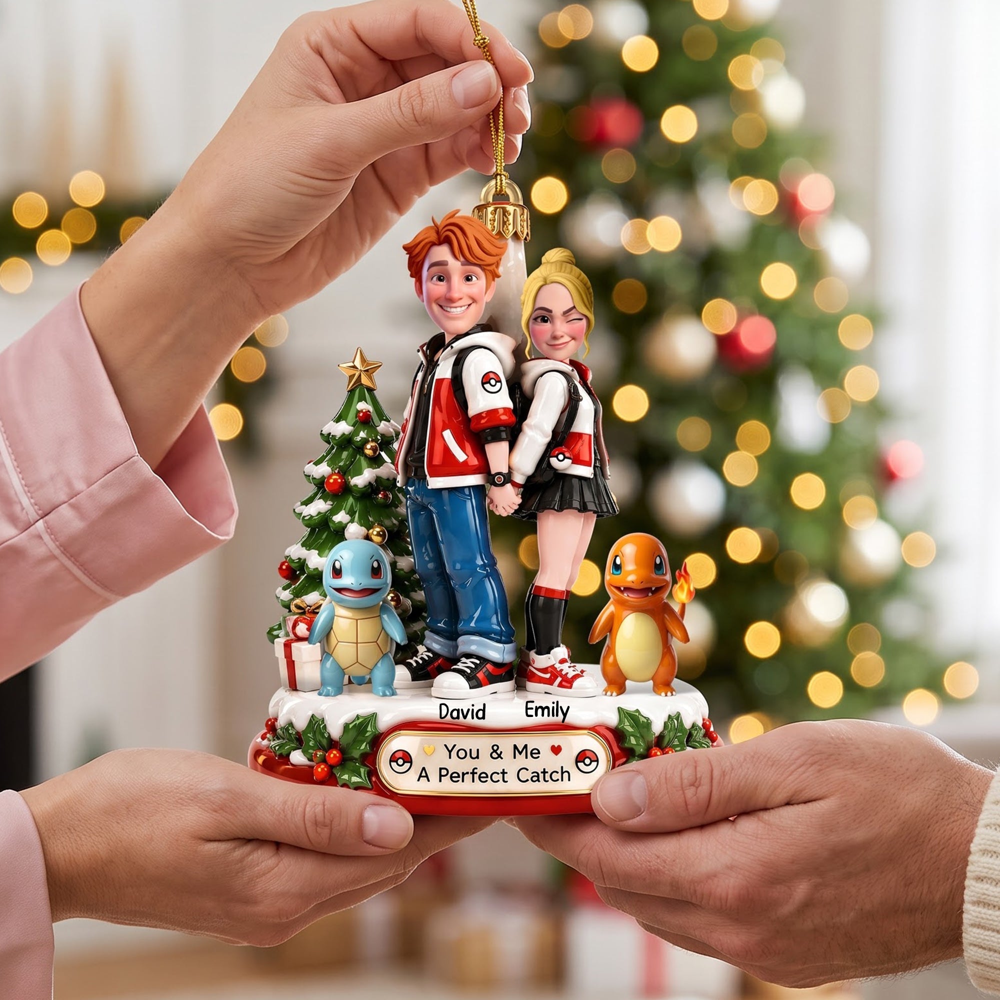 You & Me: A Perfect Match - Personalized Acrylic Ornament for Couples