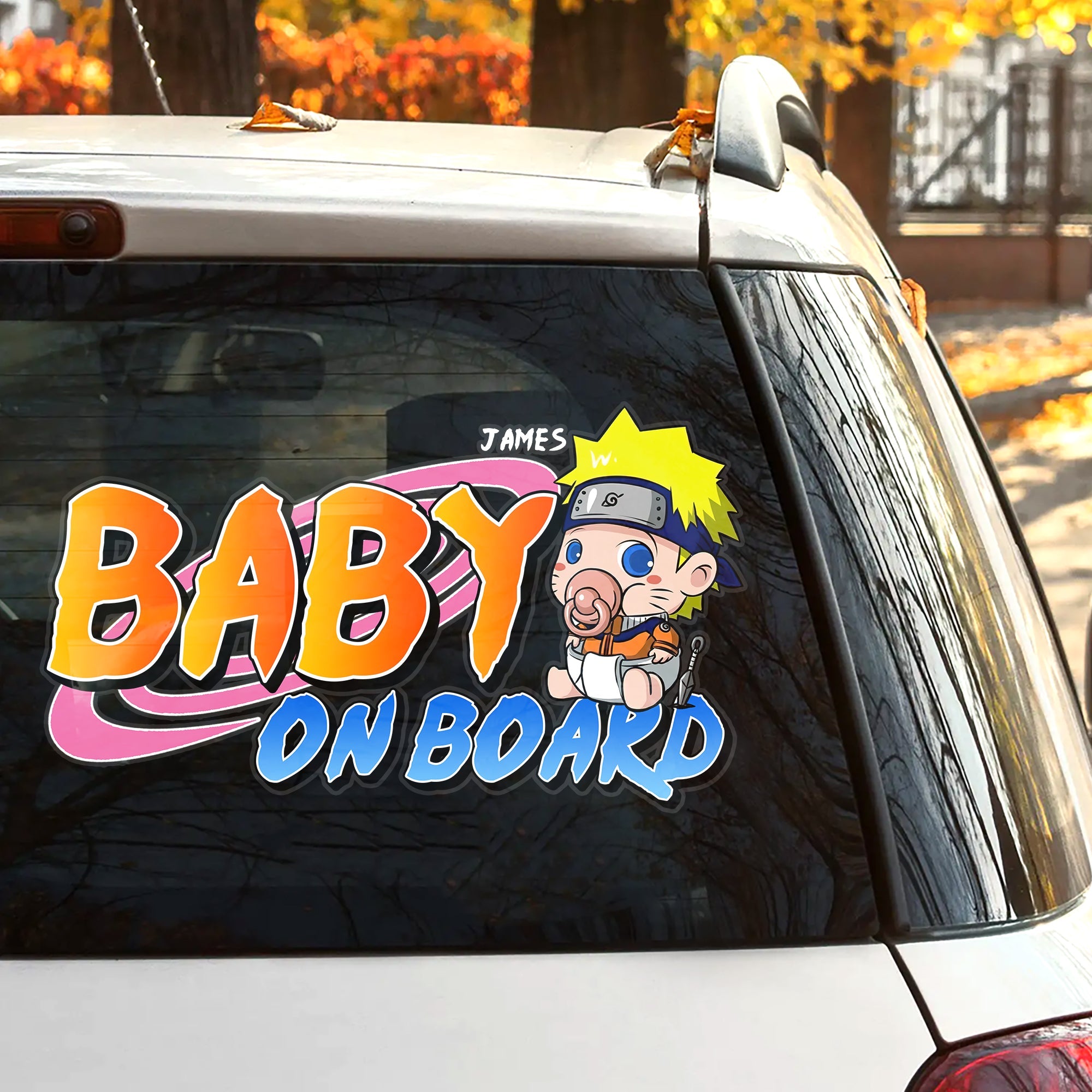 Personalized Cartoon Baby On Board Car Decal Decal Sticker PopCulturePrints