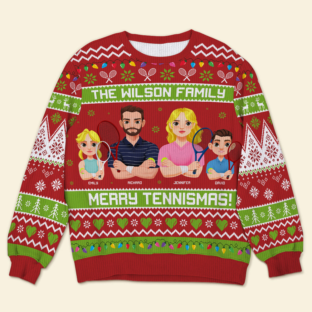 Personalized Family Tennis-Themed Christmas Sweater