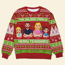 Load image into Gallery viewer, Personalized Family Tennis-Themed Christmas Sweater
