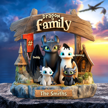 Load image into Gallery viewer, “Celebrate Your Unique Family” - Dragon Family Acrylic Plaque - Personalized Gifts for Families Shaped Plaques PopCulturePrints
