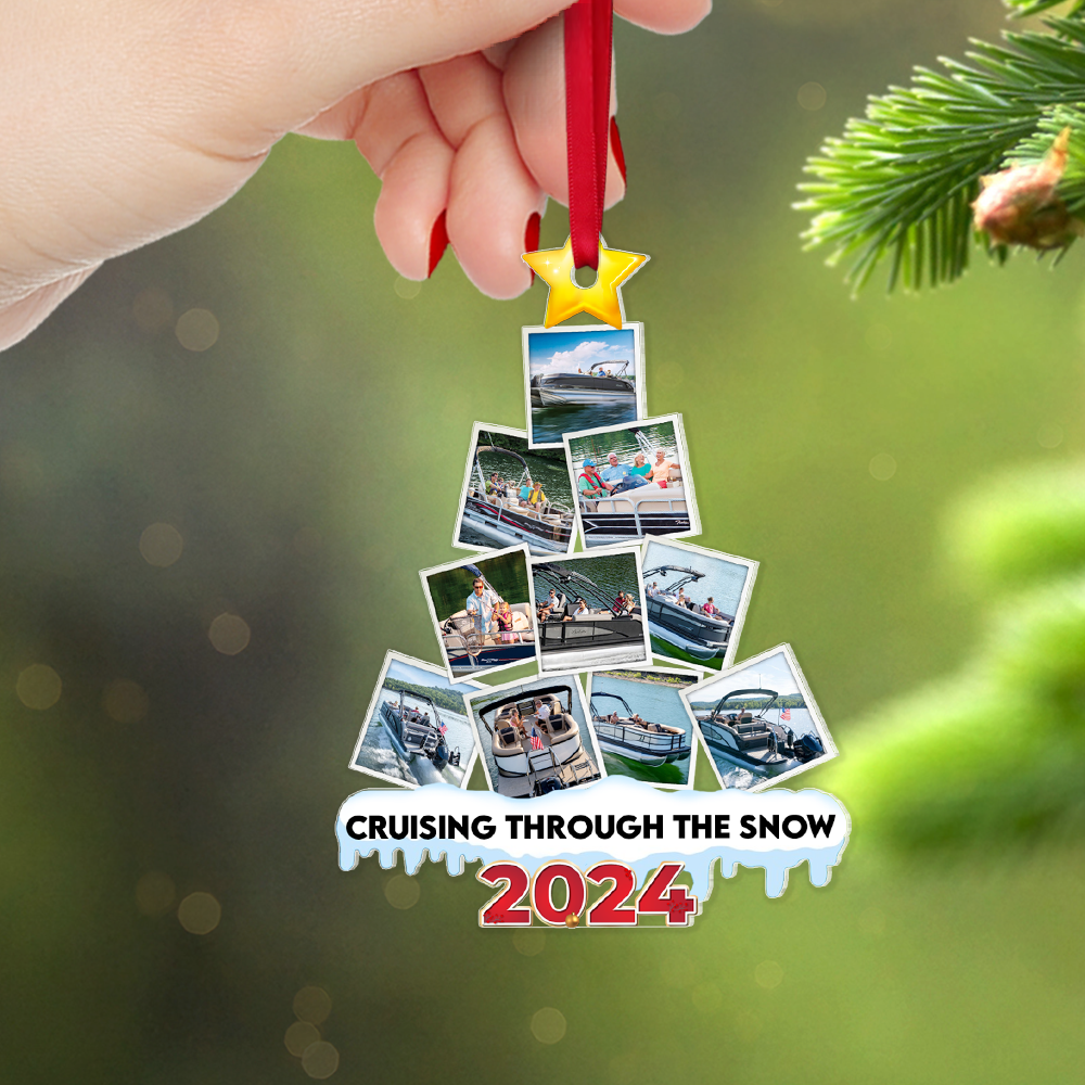 Custom Photo Boat Christmas Acrylic Ornament Ornament PopCulturePrints